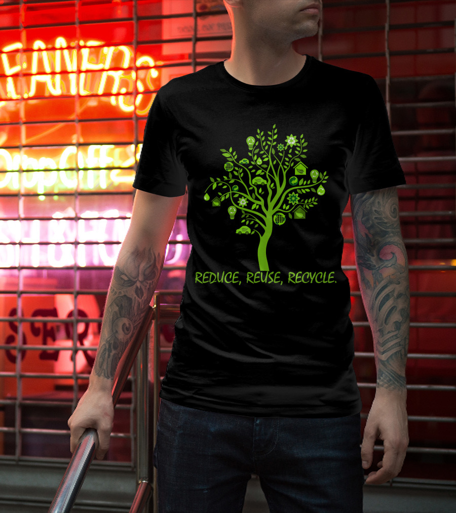 Reduce Reuse Recycle Earth Day Tree With Eco Icons T-Shirt