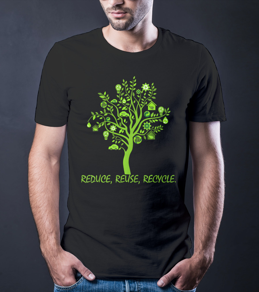Reduce Reuse Recycle Earth Day Tree With Eco Icons T-Shirt