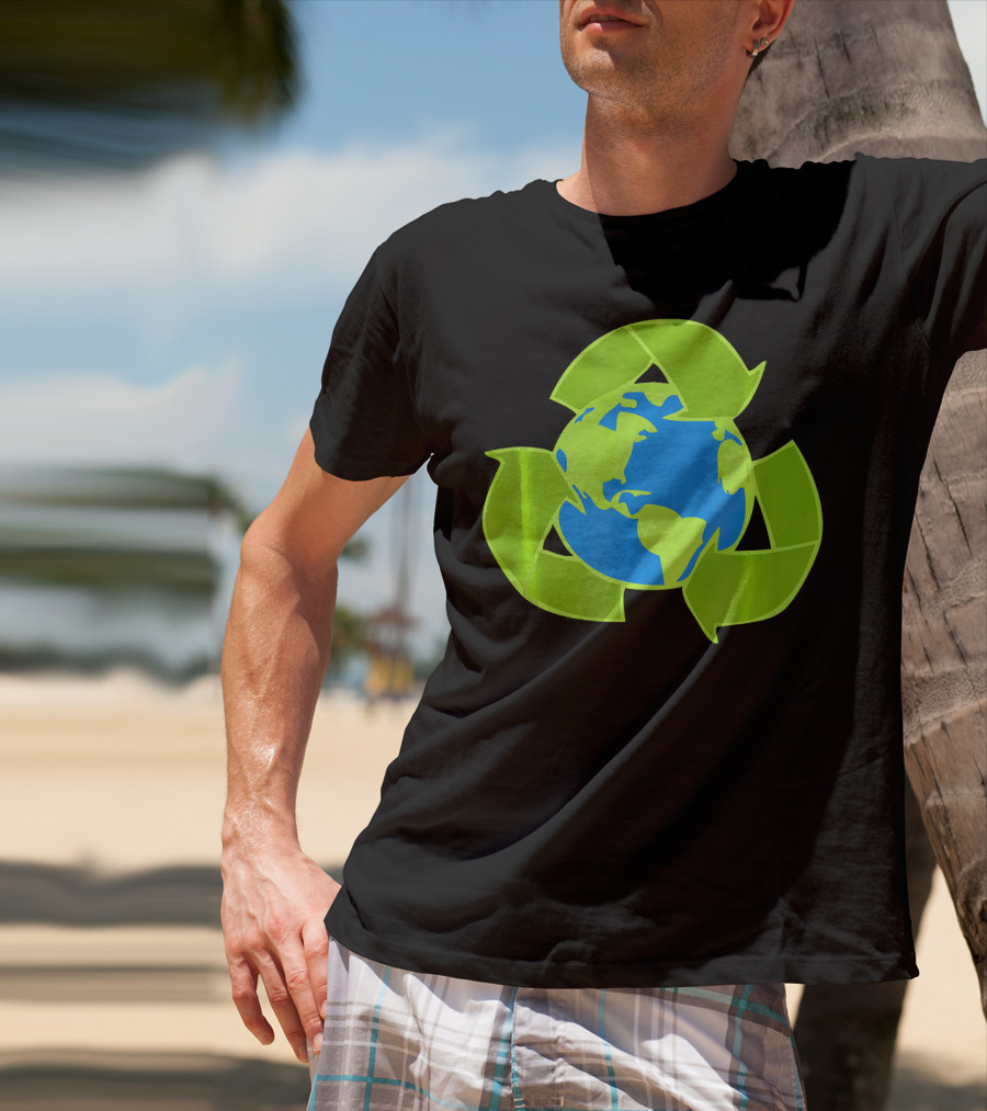Planet Earth Recycle Symbol Env Eco-Friendly T-Shirt