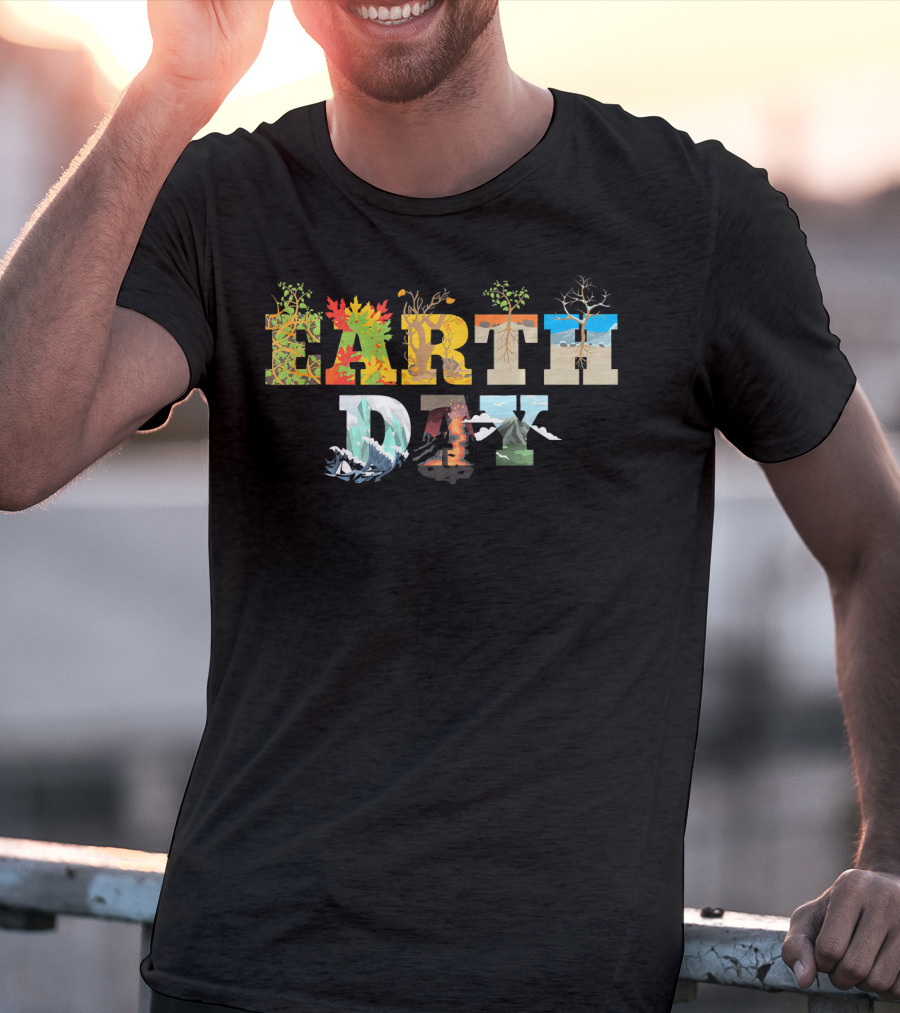 Earth Day Natural Elements Trees Mountains Seasons T-Shirt
