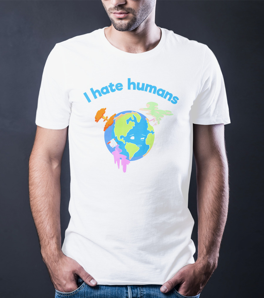 I Hate Humans Earth With Pollution Icons Earth Day Every Day T-Shirt