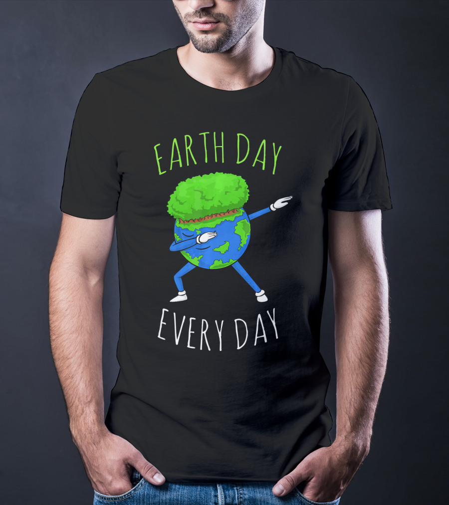 Earth Day Every Day Dancing Globe With Green Hair T-Shirt