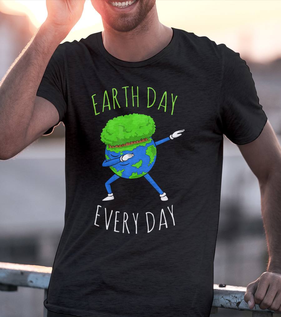 Earth Day Every Day Dancing Globe With Green Hair T-Shirt