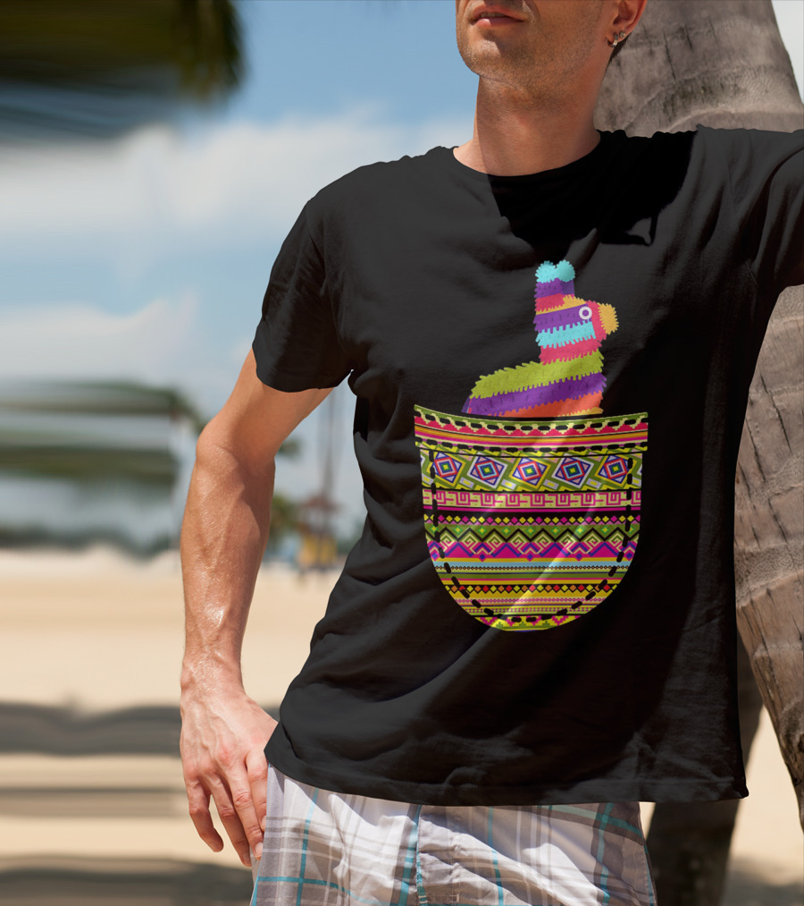 Mexican Pinata Pocket Cinco De Mayo Fiesta Colorful T-Shirt