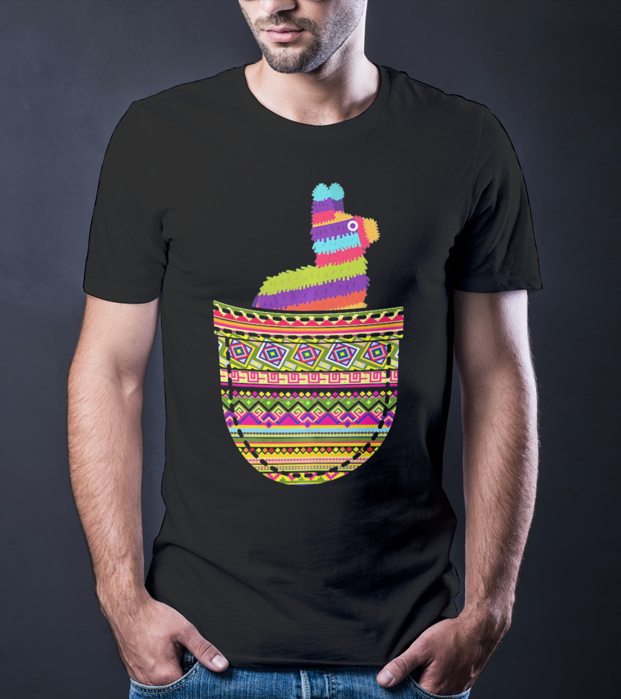 Mexican Pinata Pocket Cinco De Mayo Fiesta Colorful T-Shirt