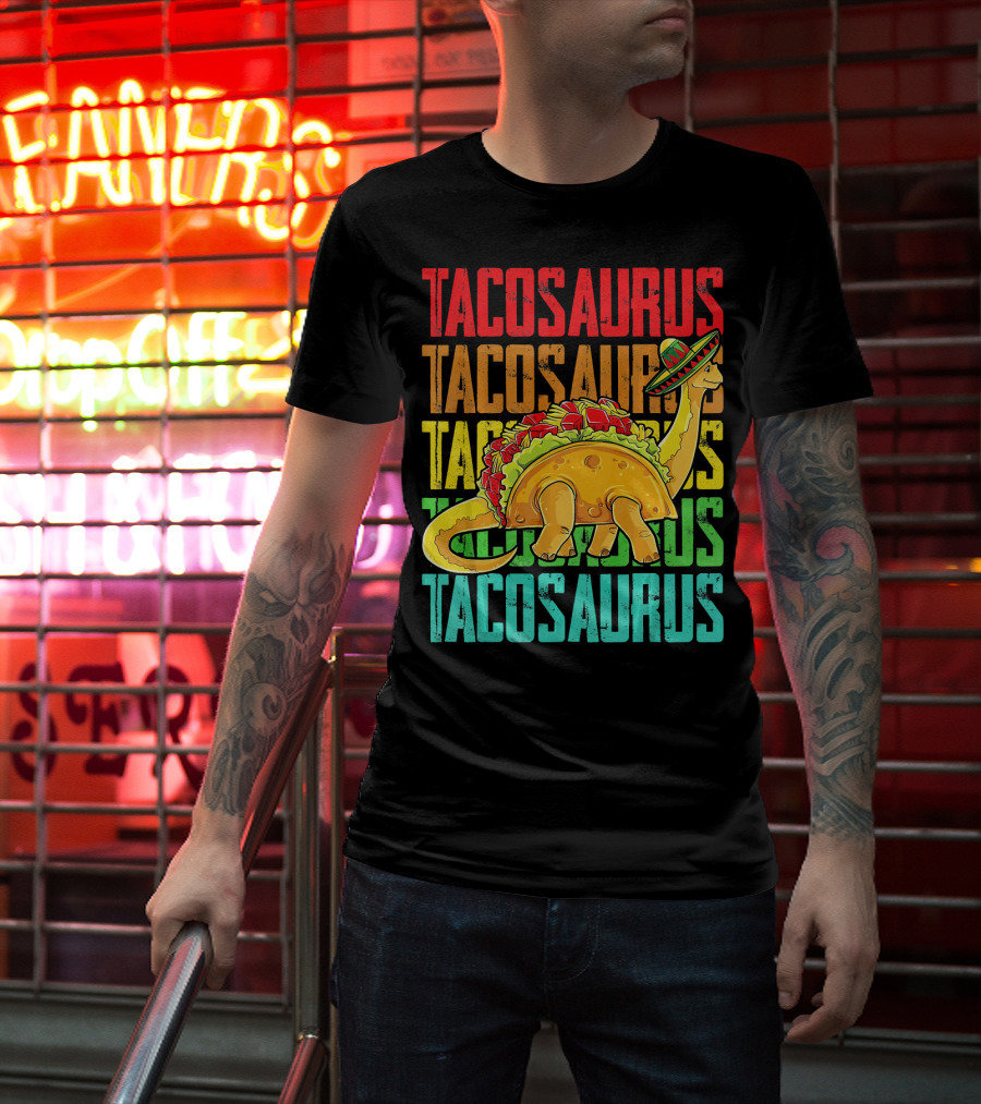Tacosaurus Sombrero Dinosaur Taco Mexican Fiesta T-Shirt