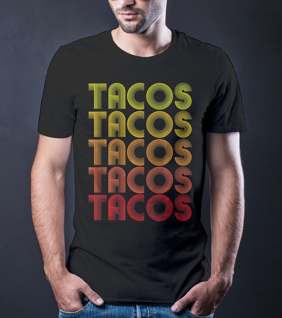 Vintage Tacos Lover Cinco De Mayo Retro Lines T-Shirt