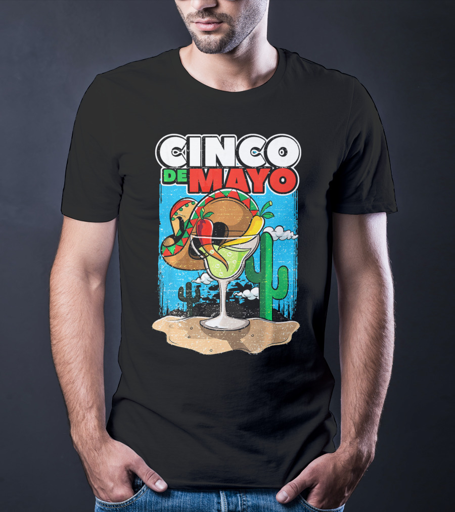 Cinco De Mayo Margarita Cactus Sombrero Fiesta T-Shirt