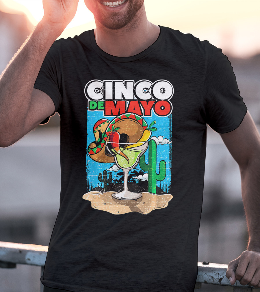 Cinco De Mayo Margarita Cactus Sombrero Fiesta T-Shirt