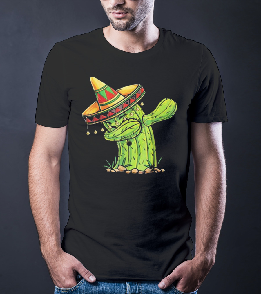 Cinco De Mayo Dabbing Cactus With Sombrero Mex T-Shirt