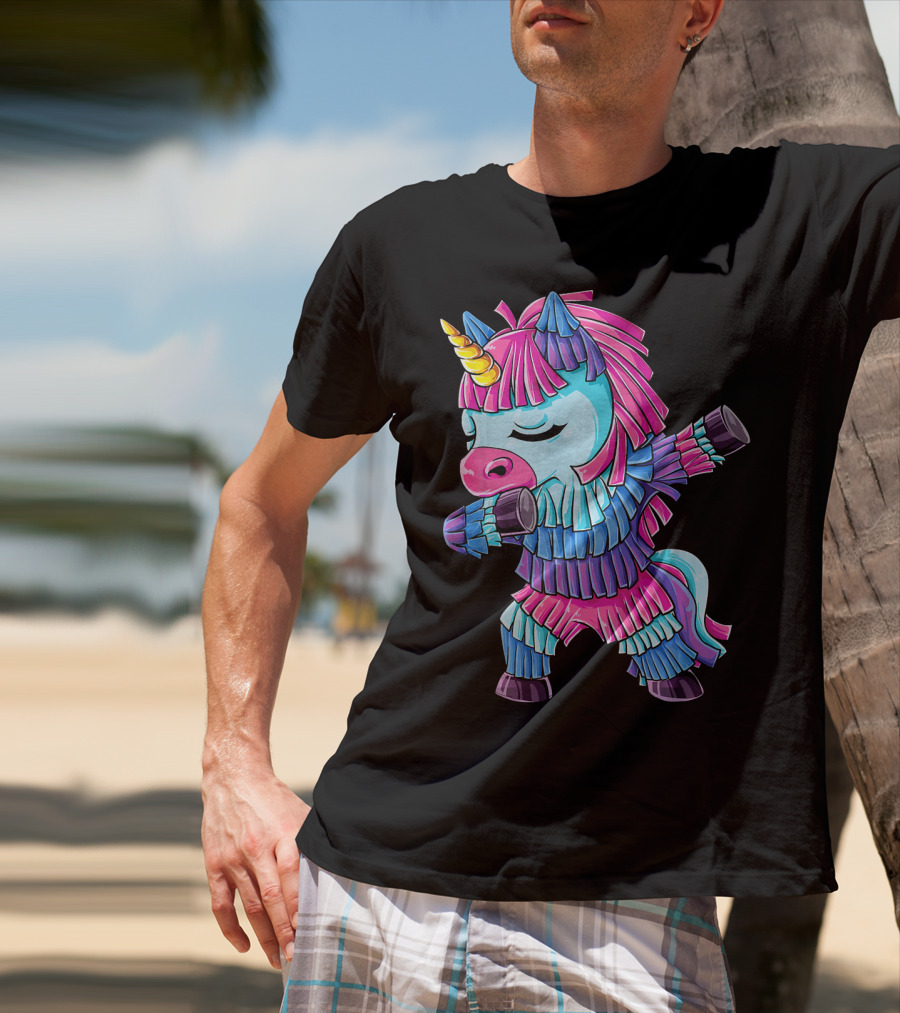 Dabbing Unicorn Pinata Funny Cinco De Mayo Party T-Shirt