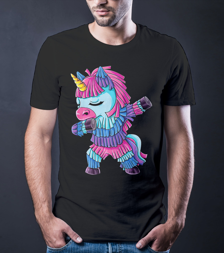 Dabbing Unicorn Pinata Funny Cinco De Mayo Party T-Shirt