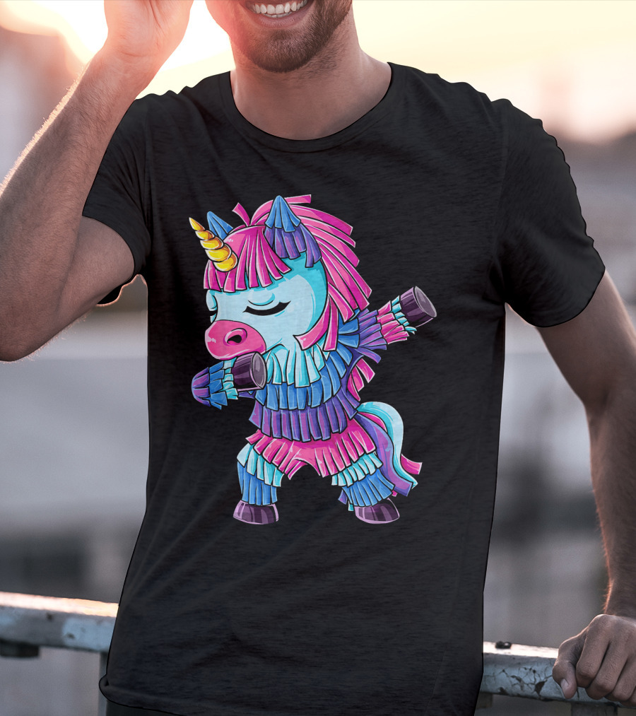 Dabbing Unicorn Pinata Funny Cinco De Mayo Party T-Shirt