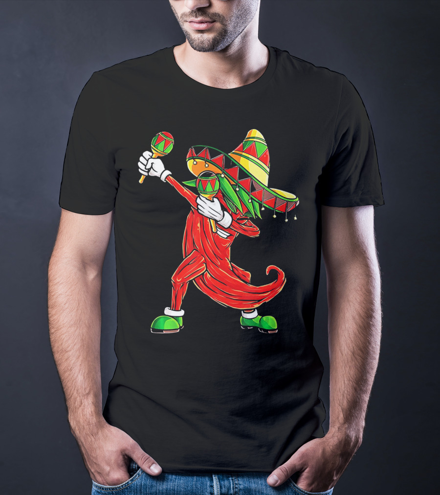 Dabbing Chili Sombrero Maracas Festival Fiery Dance T-Shirt