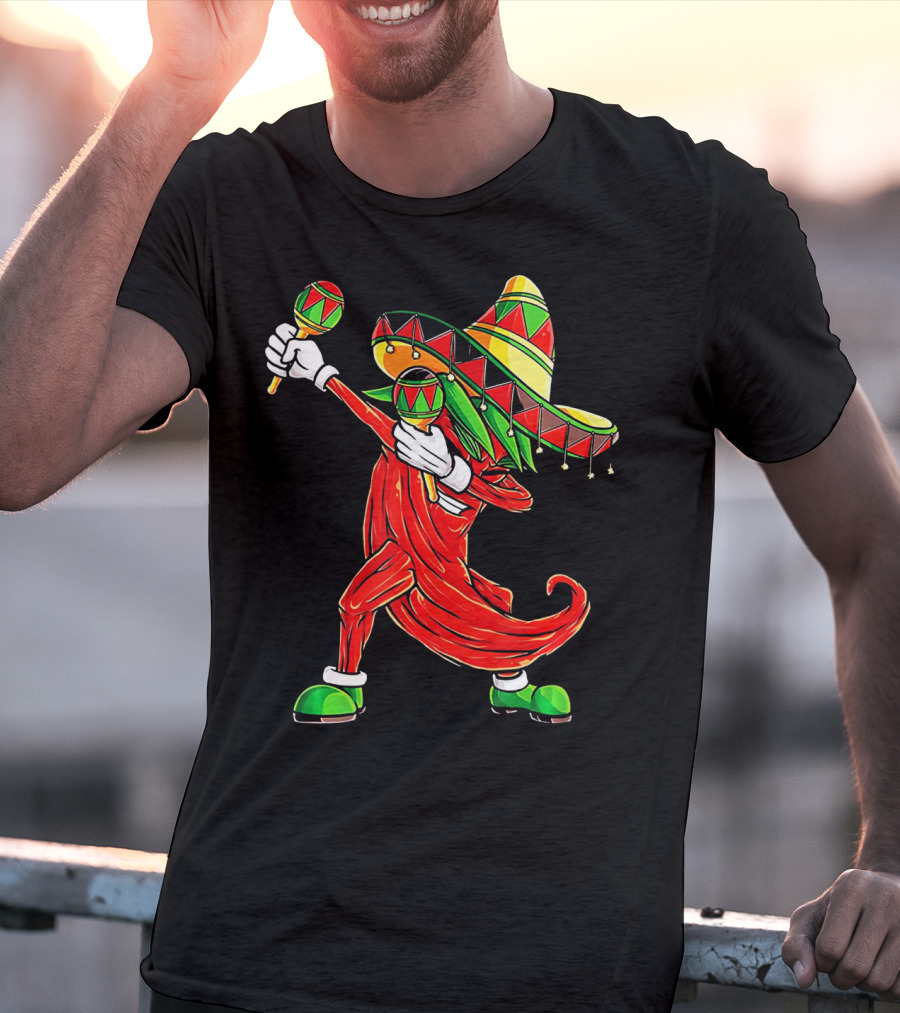 Dabbing Chili Sombrero Maracas Festival Fiery Dance T-Shirt