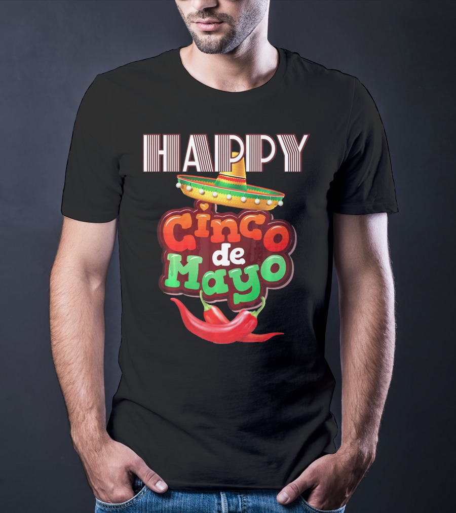 Happy Cinco De Mayo Sombrero Red Chili Peppers T-Shirt
