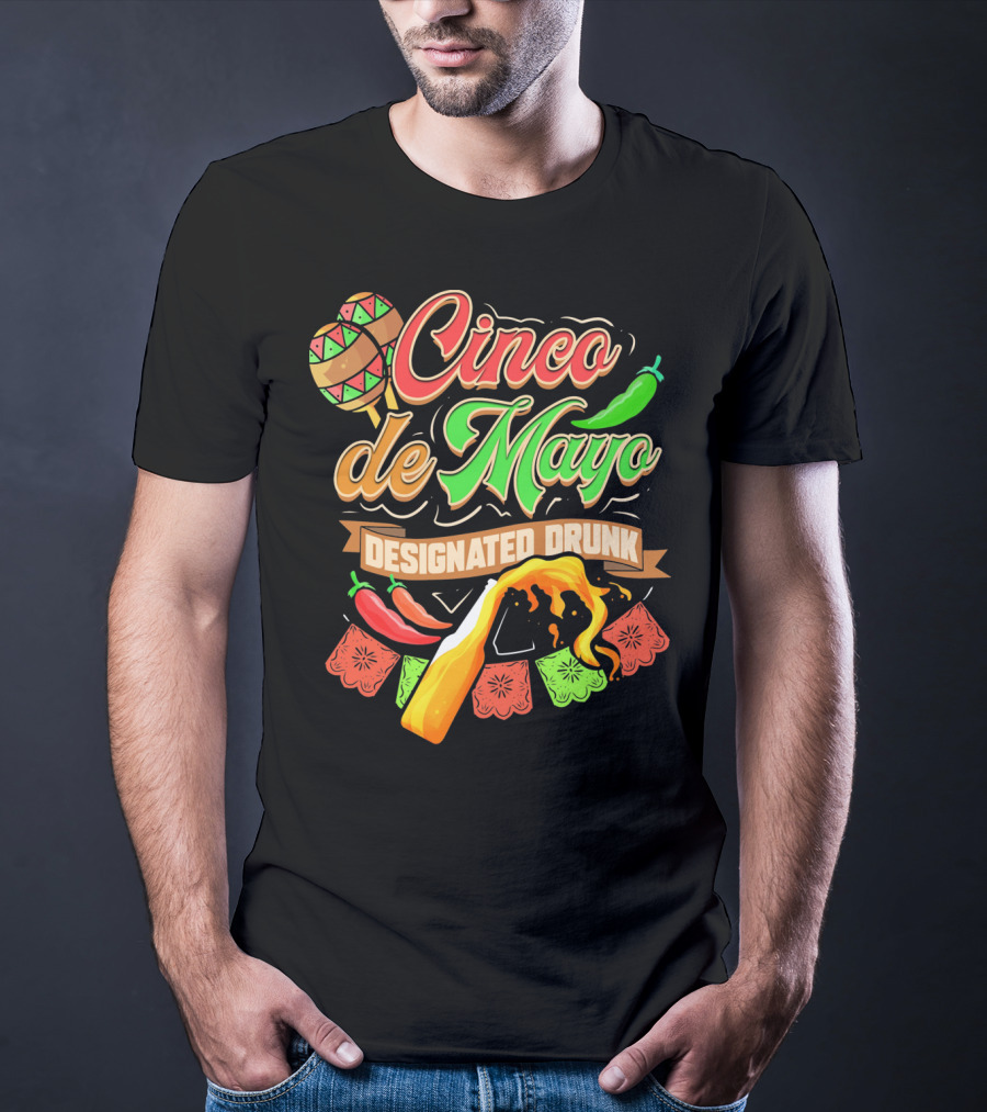 Cinco De Mayo Designated Drunk Peppers Beer Fiesta T-Shirt