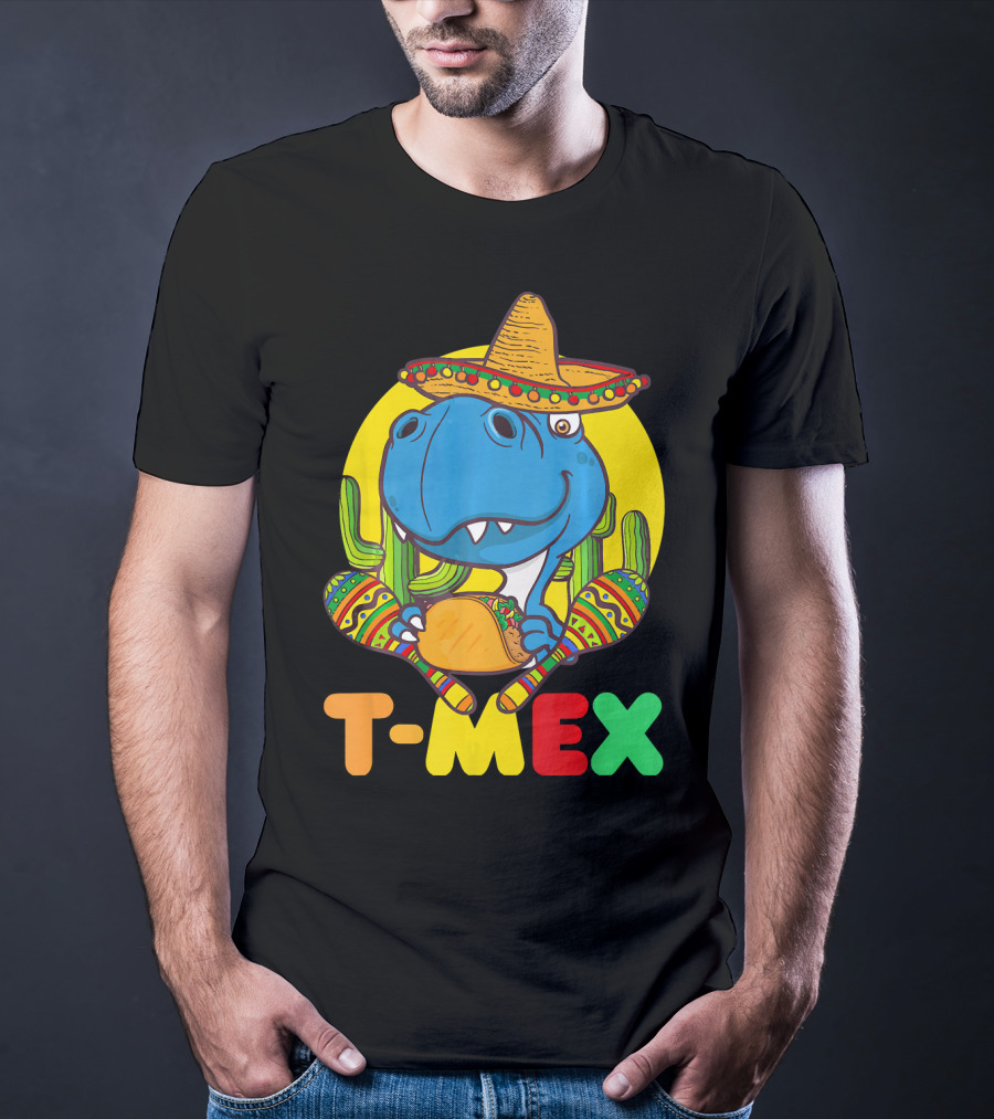 T-Mex Funny Cinco De Mayo Dinosaur Rex With Sombrero And Taco T-Shirt