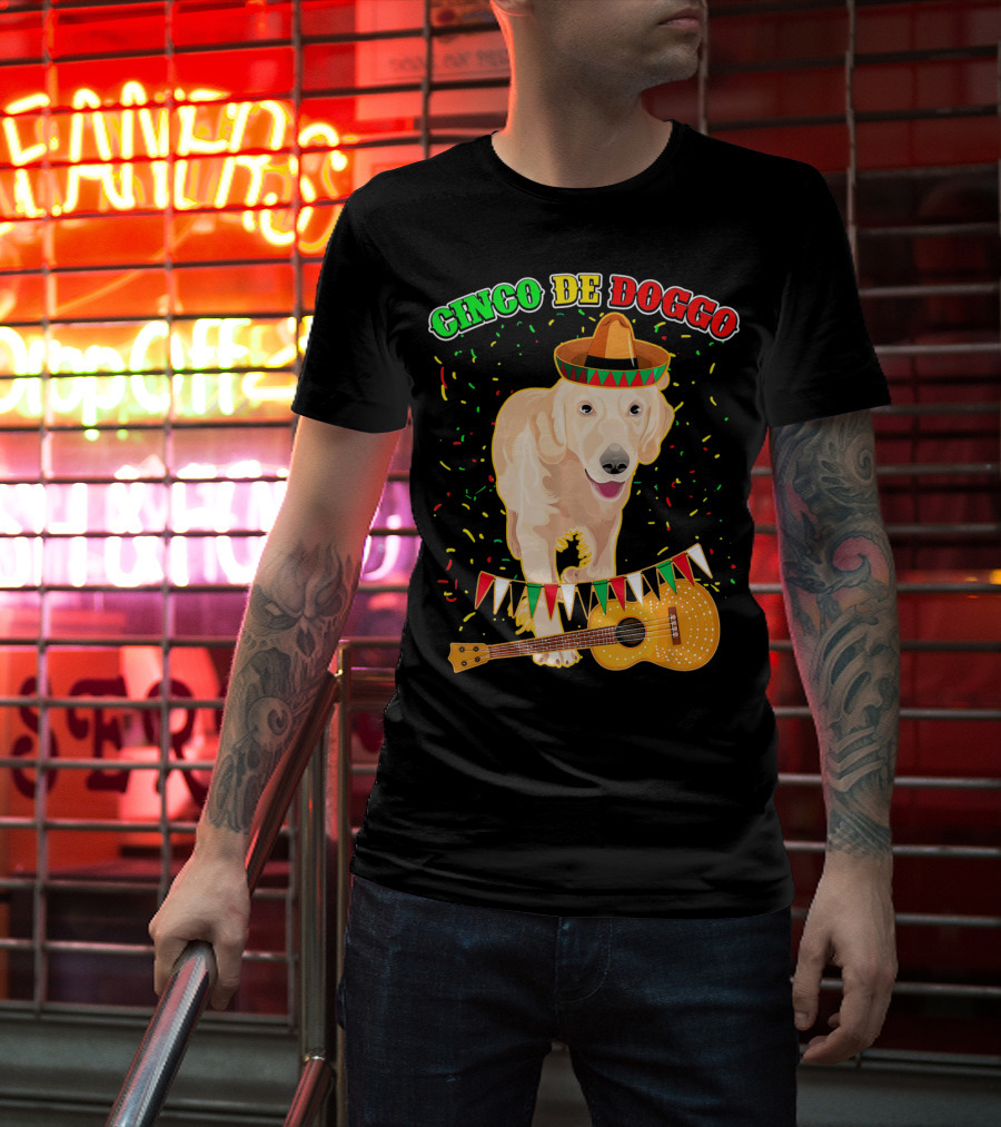 Cinco De Doggo Golden Retriever Sombrero Guitar Fiesta T-Shirt