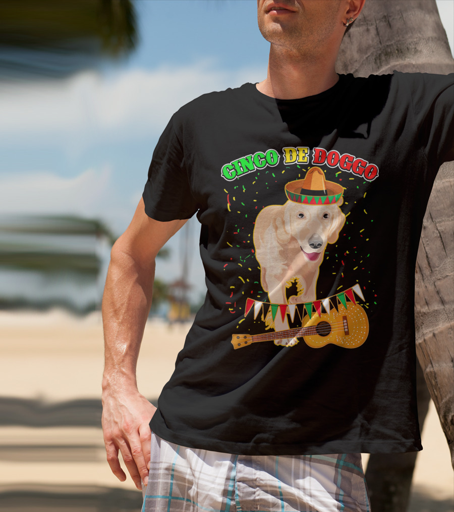 Cinco De Doggo Golden Retriever Sombrero Guitar Fiesta T-Shirt