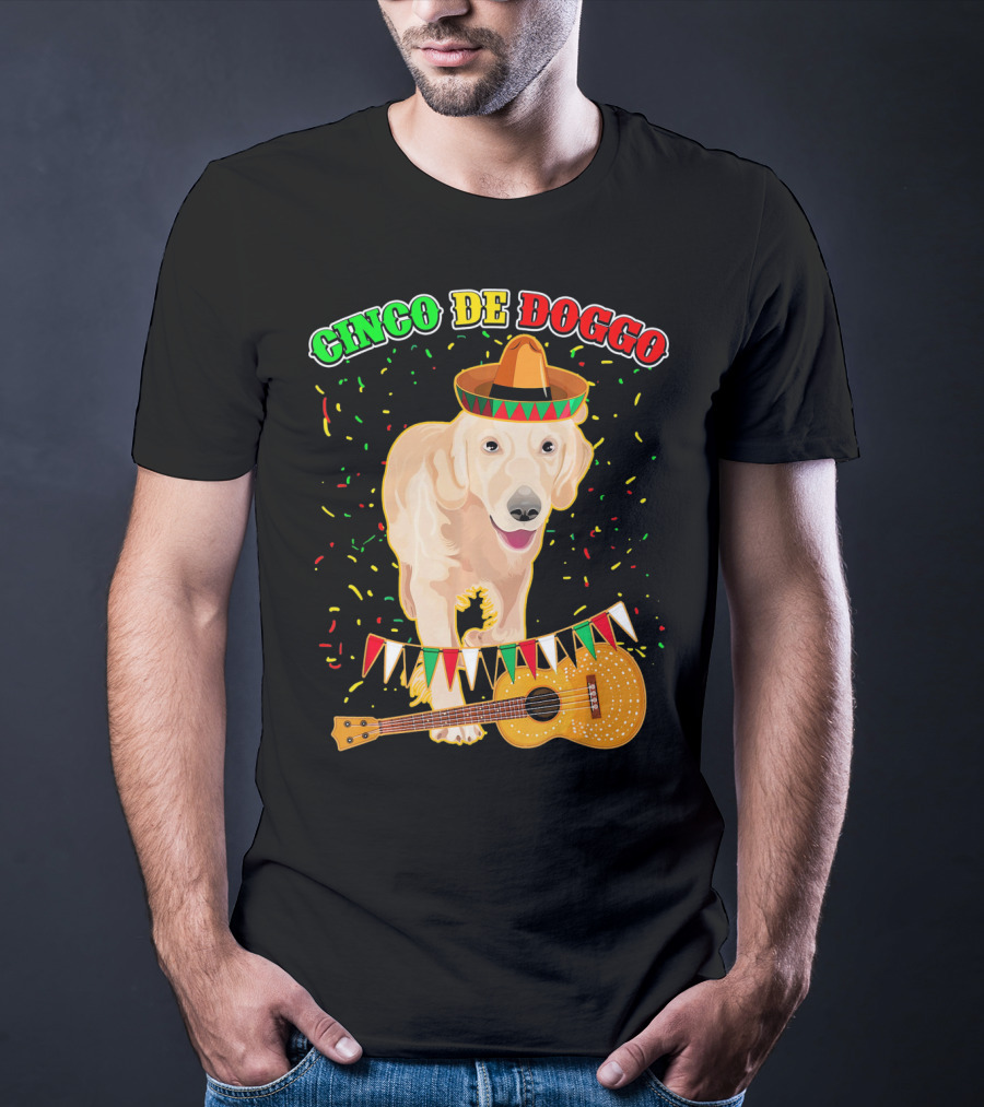 Cinco De Doggo Golden Retriever Sombrero Guitar Fiesta T-Shirt