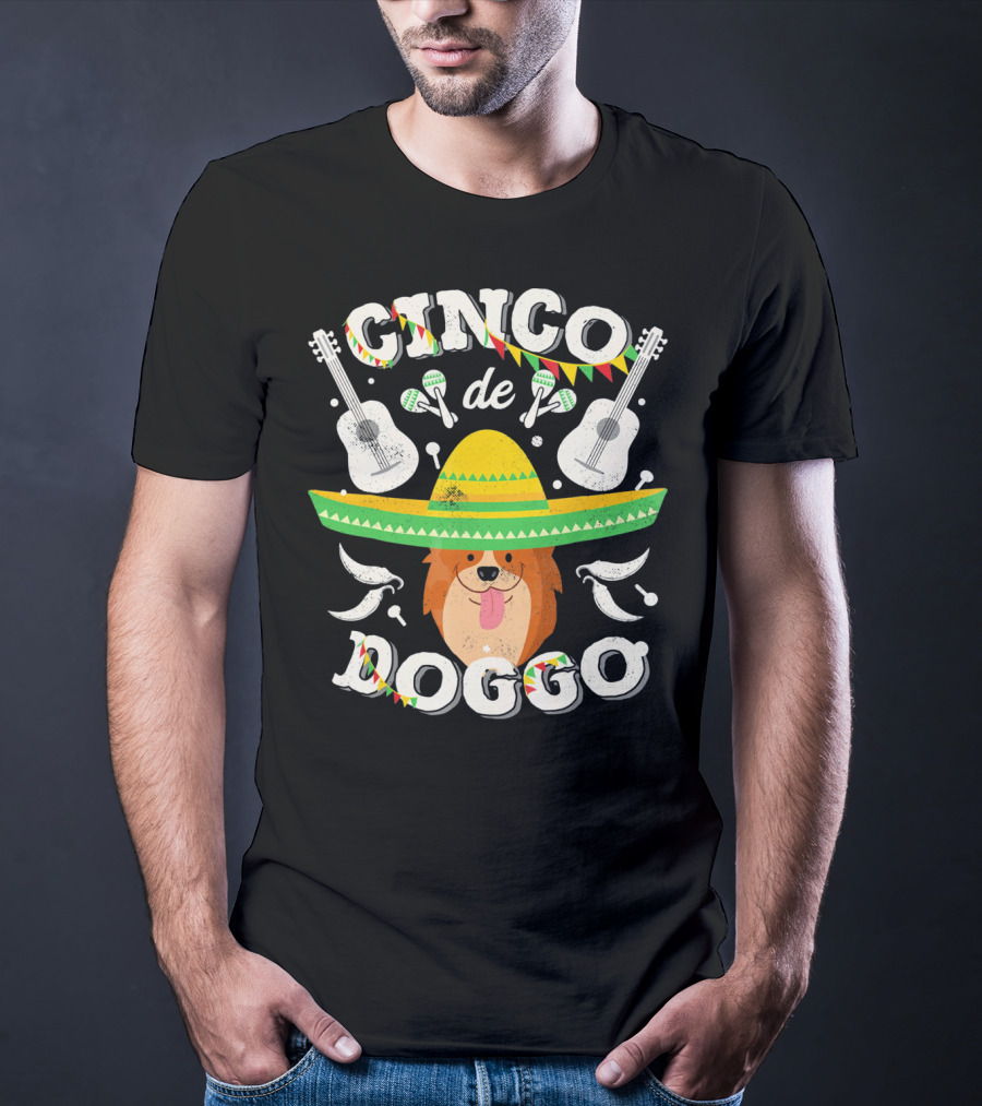 Cinco De Doggo Corgi Sombrero Guitars And Maracas T-Shirt