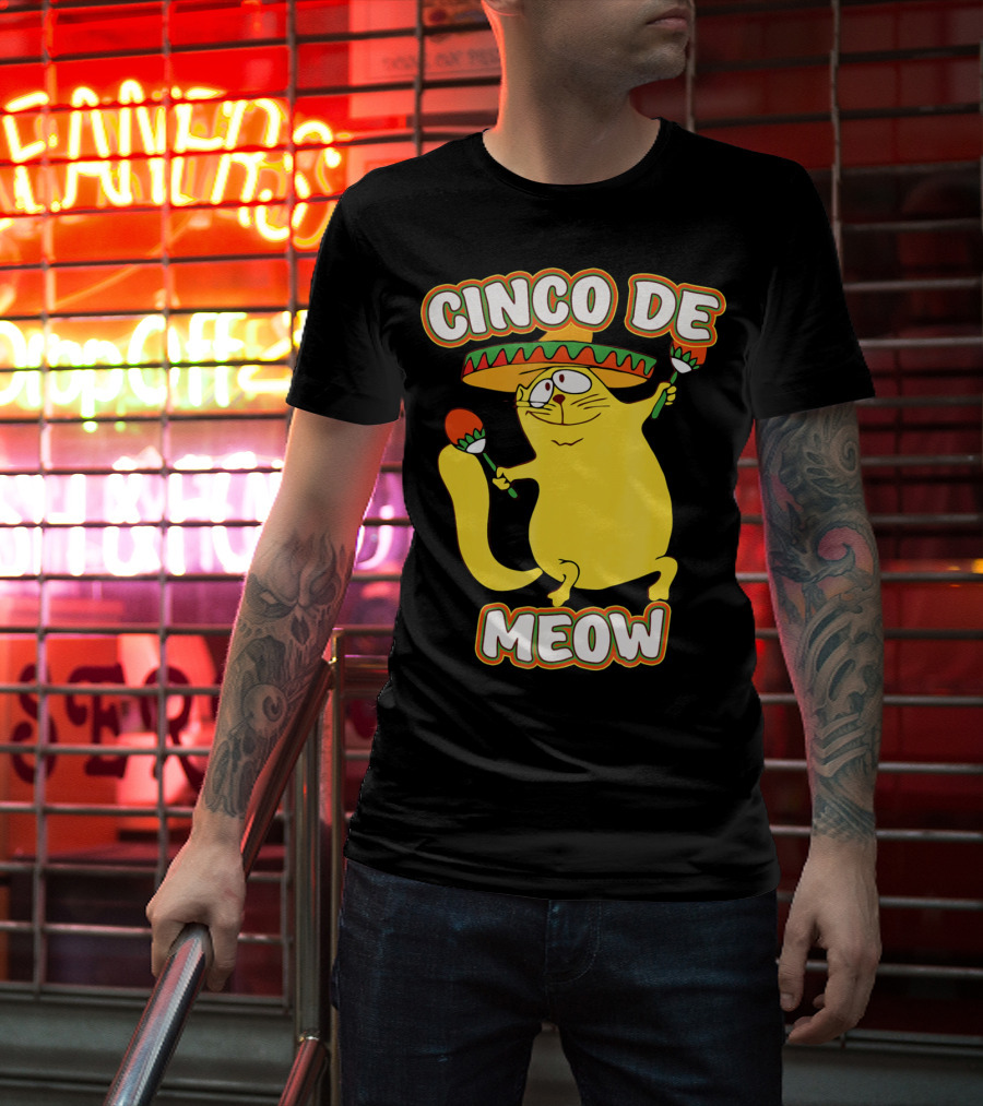 Cinco De Meow Funny Cat Lover Sombrero Party T-Shirt