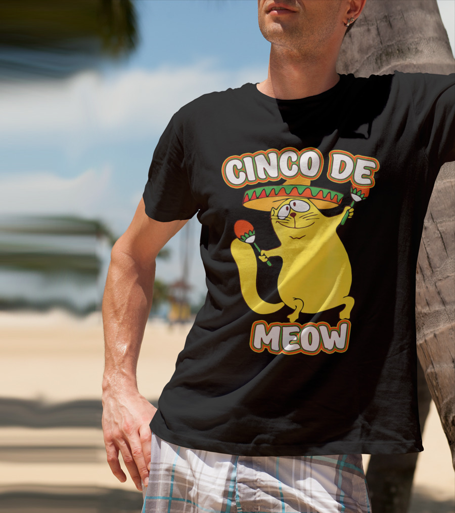 Cinco De Meow Funny Cat Lover Sombrero Party T-Shirt