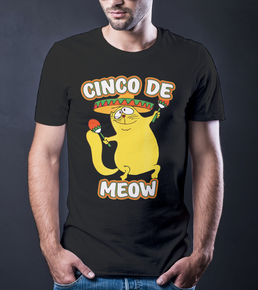 Cinco De Meow Funny Cat Lover Sombrero Party T-Shirt