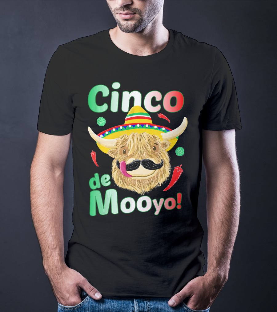 Cinco De Mooyo Scottish Highland Cow Fiesta T-Shirt