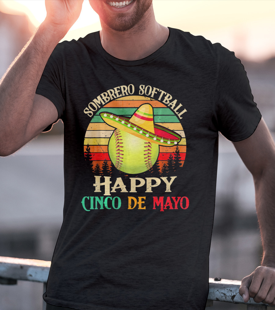 Sombrero Softball Happy Cinco De Mayo T-Shirt