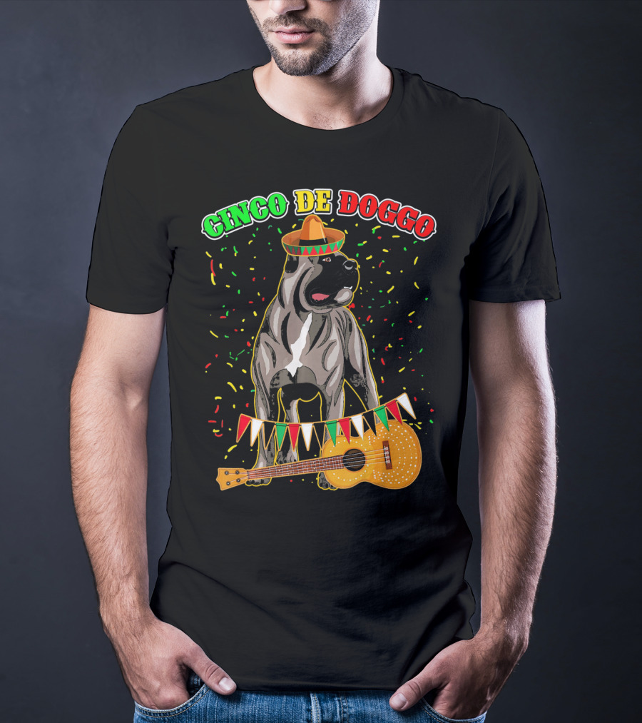 Cinco De Mayo Doggo Cane Corso Sombrero Guitar Festival T-Shirt
