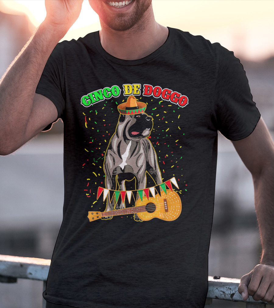 Cinco De Mayo Doggo Cane Corso Sombrero Guitar Festival T-Shirt