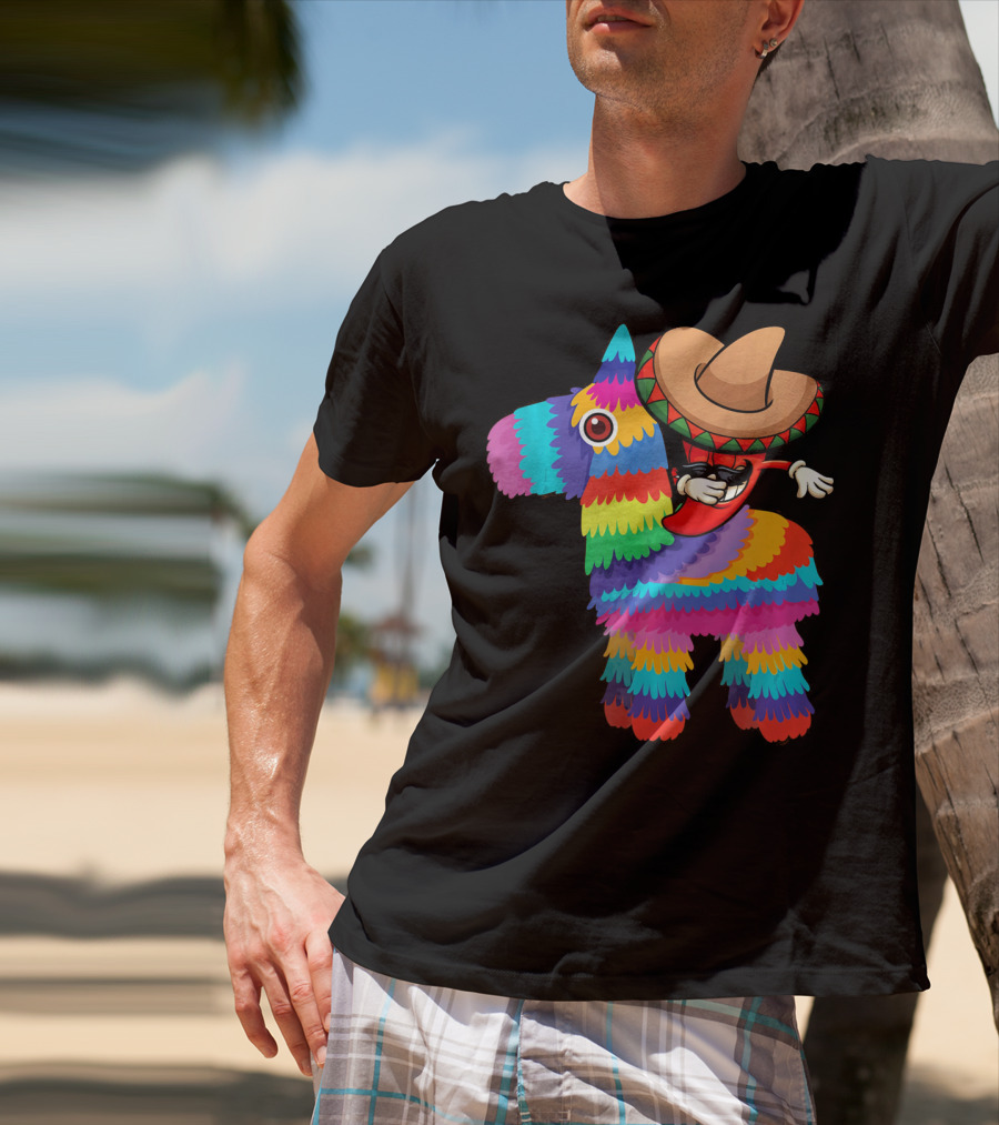 Dabbing Chili Pepper Piñata Cinco Sombrero Fun T-Shirt