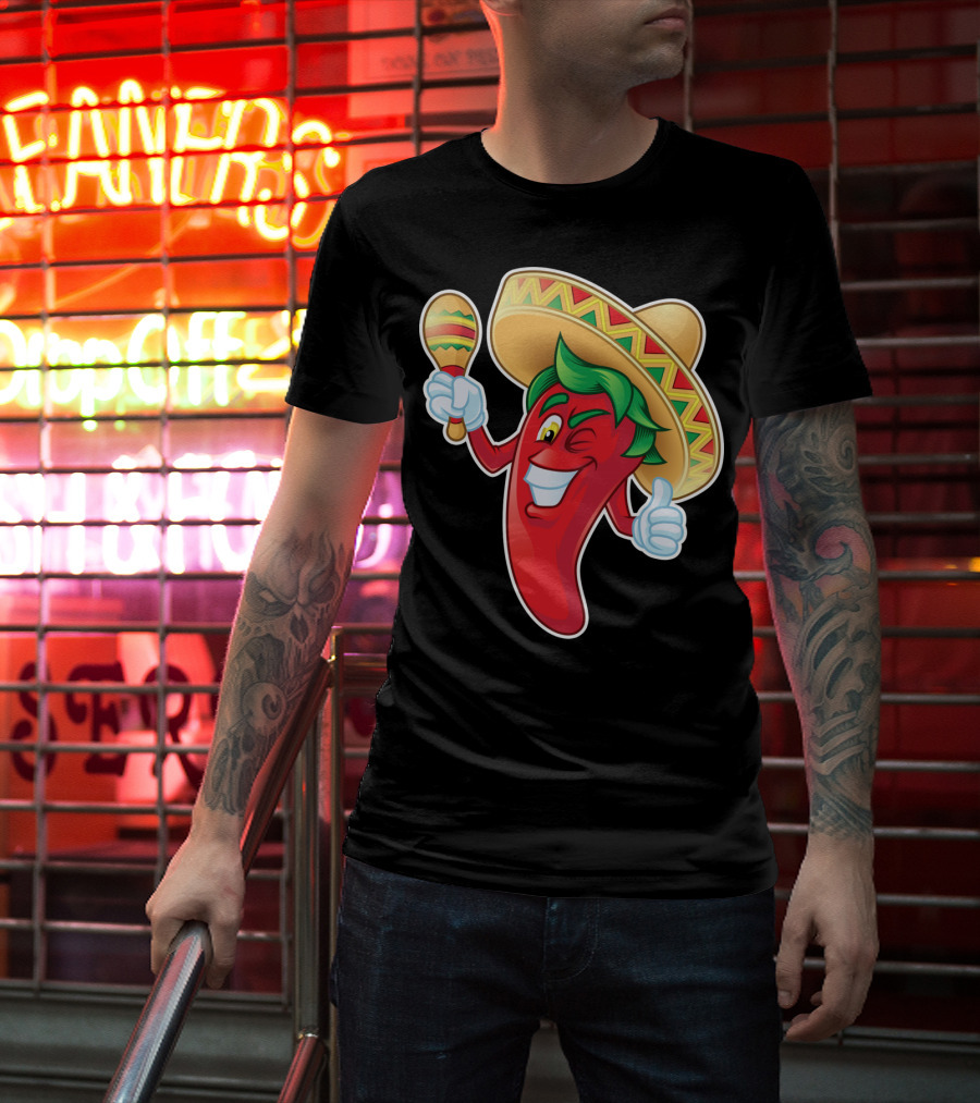 Funny Jalapeno Sombrero Maracas Cinco De Mayo T-Shirt