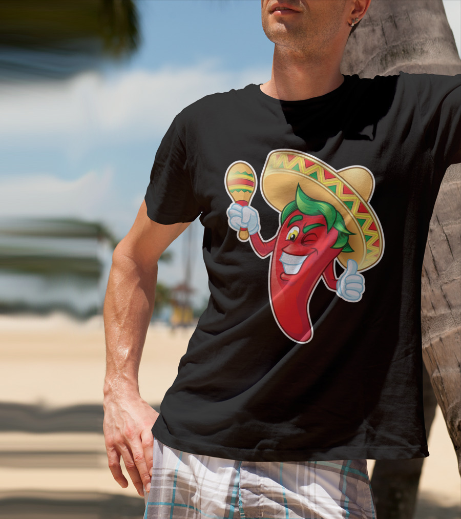 Funny Jalapeno Sombrero Maracas Cinco De Mayo T-Shirt