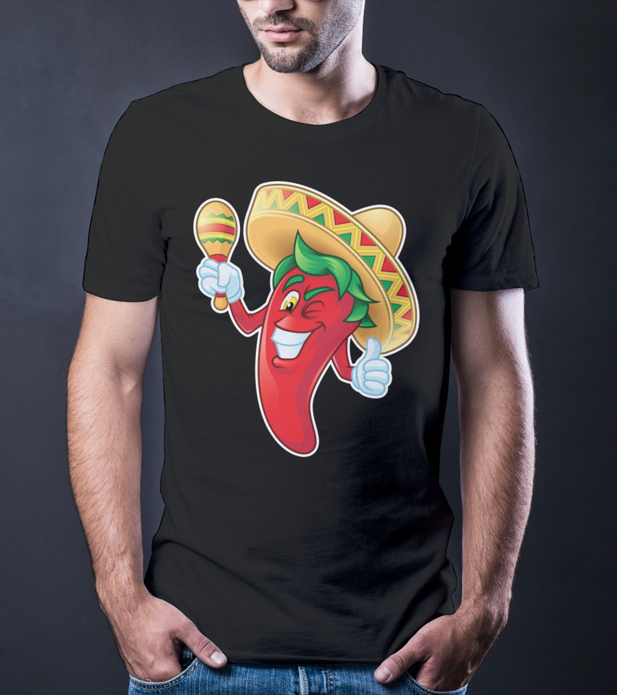 Funny Jalapeno Sombrero Maracas Cinco De Mayo T-Shirt