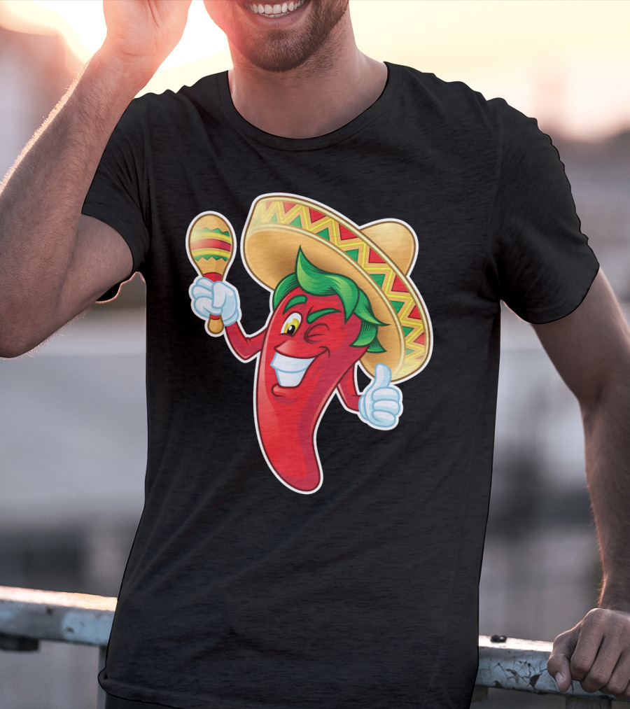 Funny Jalapeno Sombrero Maracas Cinco De Mayo T-Shirt