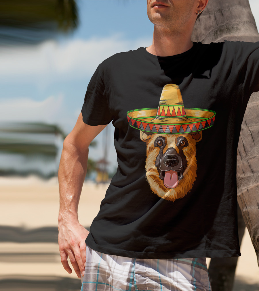 German Shepherd Sombrero Cinco De Mayo Mexican T-Shirt