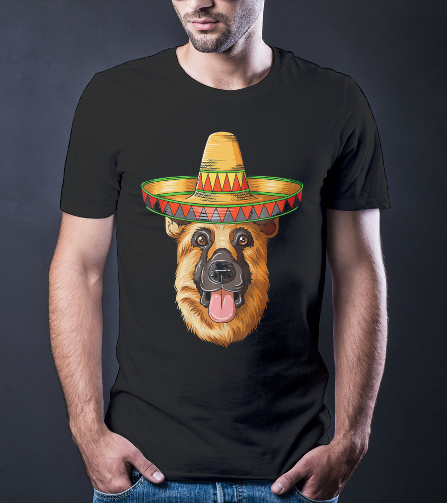 German Shepherd Sombrero Cinco De Mayo Mexican T-Shirt