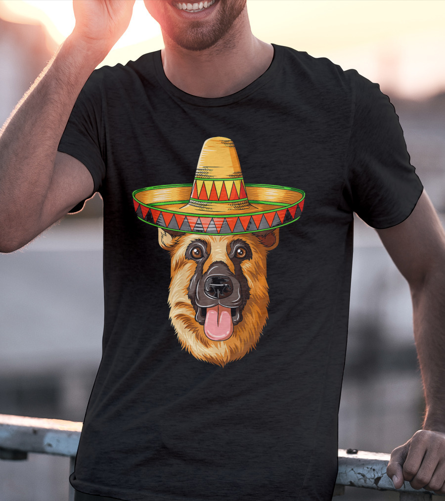 German Shepherd Sombrero Cinco De Mayo Mexican T-Shirt