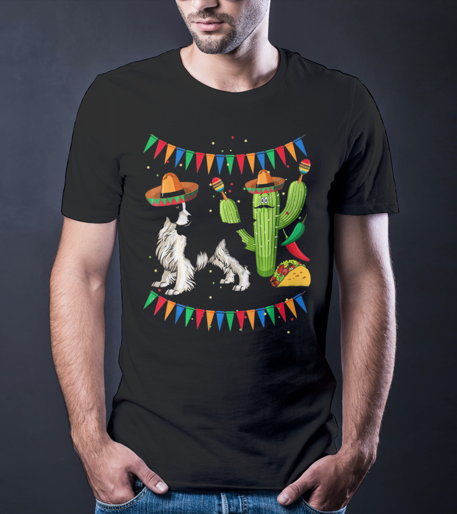 Sombrero English Springer Spaniel Dog With Cactus And Taco Fiesta T-Shirt