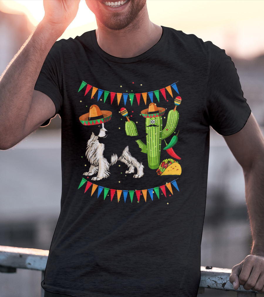 Sombrero English Springer Spaniel Dog With Cactus And Taco Fiesta T-Shirt