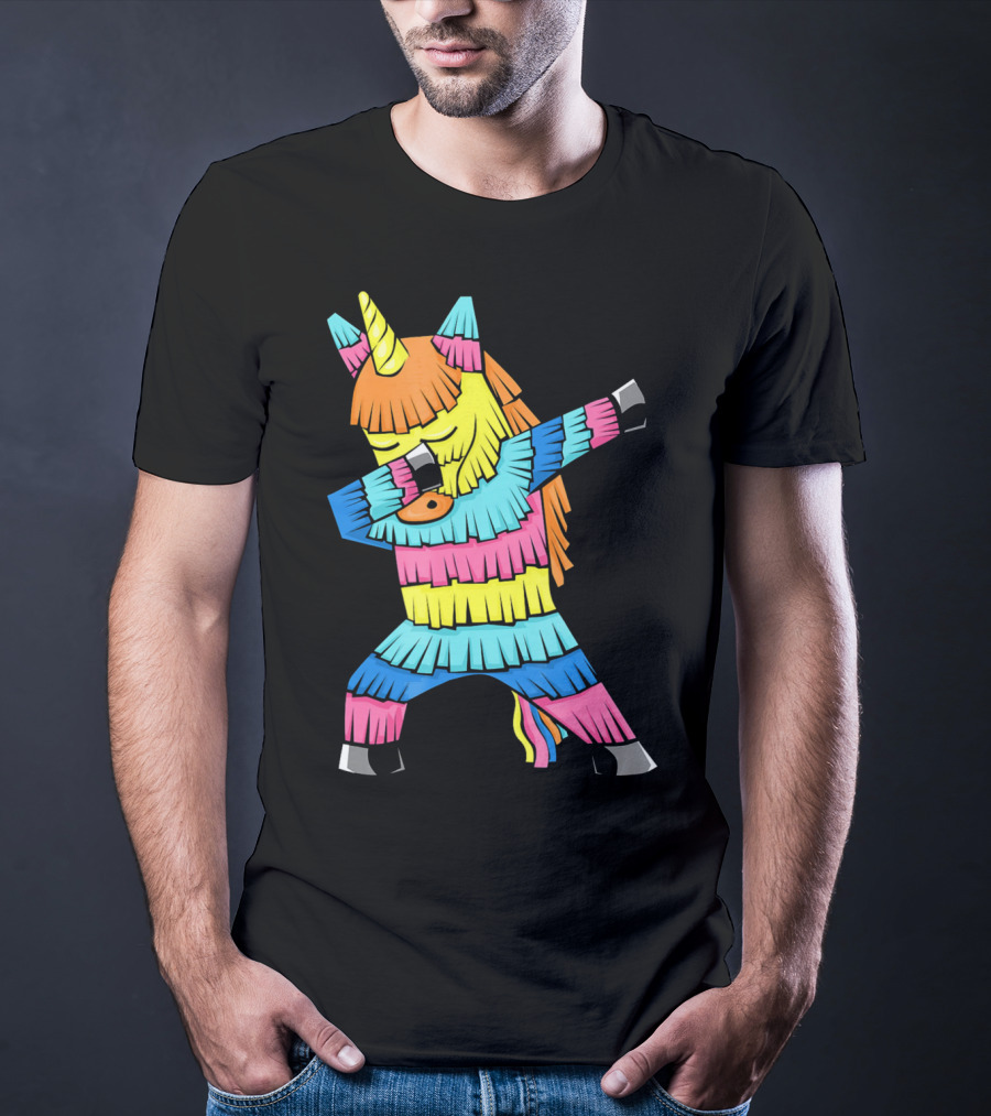 Cinco De Mayo Unicorn Dabbing Colorful Pinata Fun T-Shirt