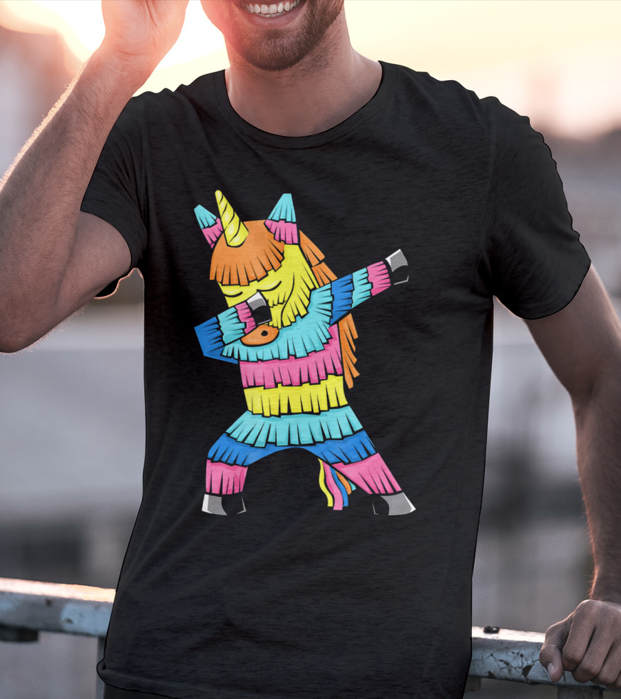 Cinco De Mayo Unicorn Dabbing Colorful Pinata Fun T-Shirt