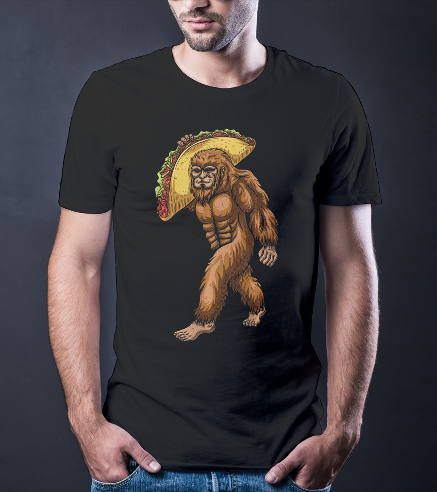 Bigfoot Sasquatch Holding Giant Taco T-Shirt