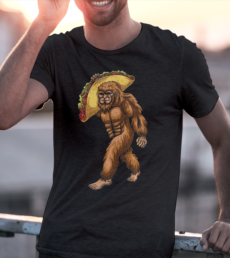 Bigfoot Sasquatch Holding Giant Taco T-Shirt