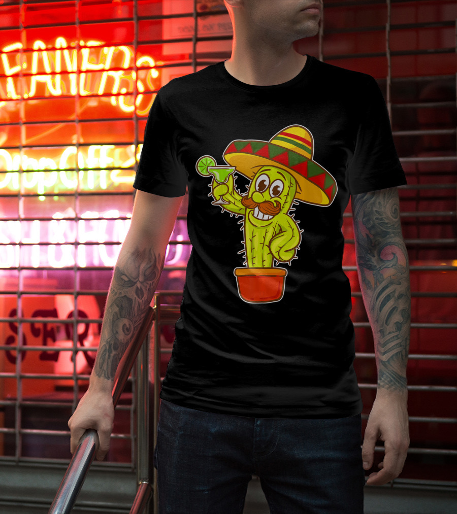 Cinco DE Mayo Cactus Costume Sombrero Margarita T-Shirt