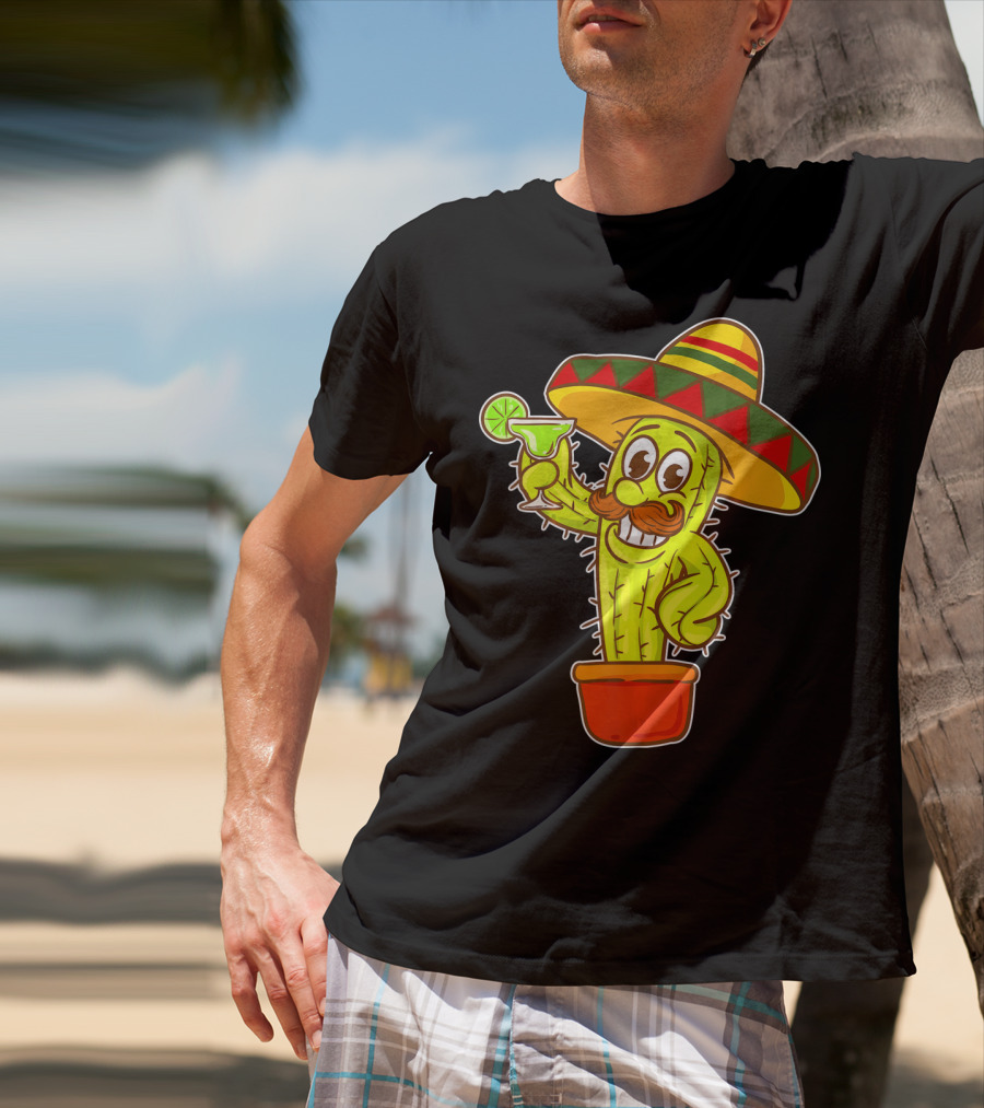 Cinco DE Mayo Cactus Costume Sombrero Margarita T-Shirt
