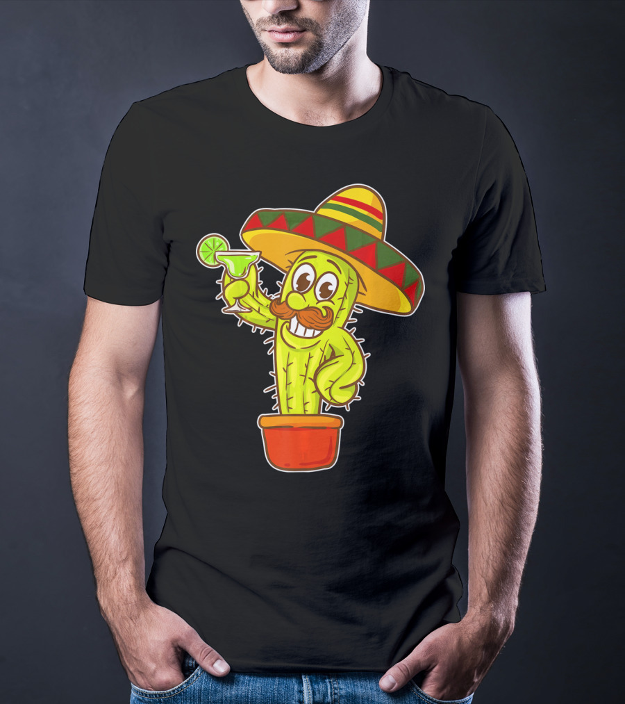 Cinco DE Mayo Cactus Costume Sombrero Margarita T-Shirt